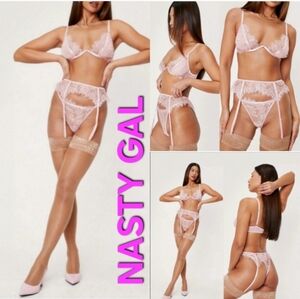 Nasty Gal 3 pieces set Bralette Thong & suspender set Lingerie